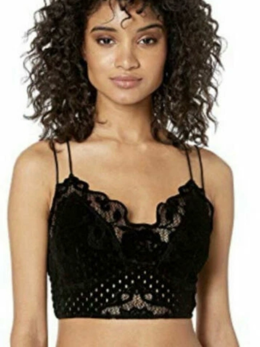 Free People Black Lace Crop Bralette